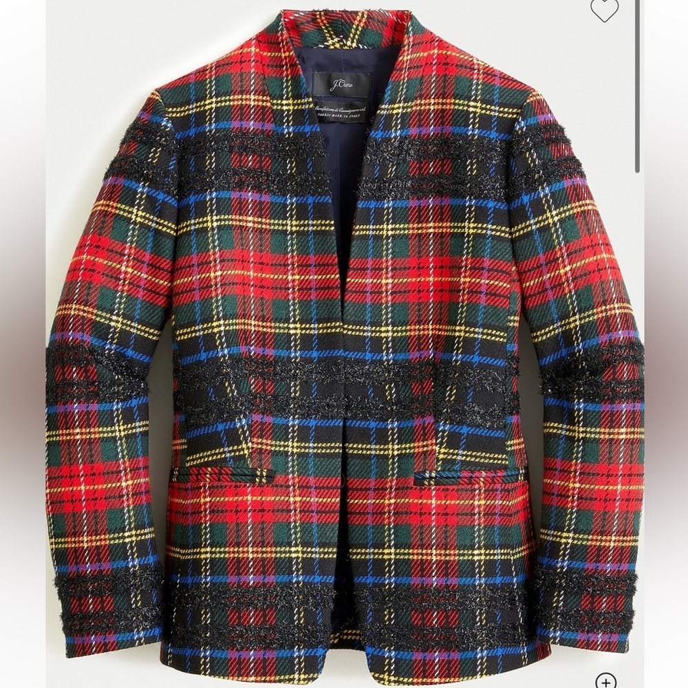 J. Crew Going-out Blazer in Lurex Stewart Tartan Size 10